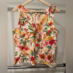 J. Crew Tropical Linen Sleeveless Shell
